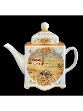 Vintage Bonnie Griffin Heritage China Teapot 2003 Casa Siena Brownlow Italian